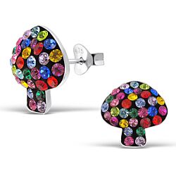 Wholesale 925 Silver Multicolor Mushroom Crystal Stud Earrings