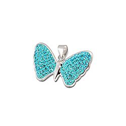 Wholesale 925 Sterling Silver Sea Blue Butterfly Crystal Pendant