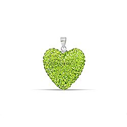 Wholesale 925 Silver Heart Peridot Crystal Pendant