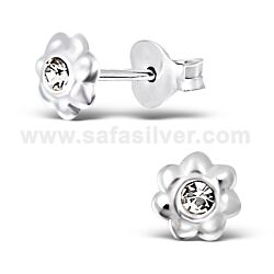Wholesale 925 Silver Tiny Flower Crystal Stud Earrings