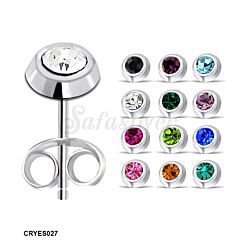 wholesale 925 silver Round Donut All colors birthstone stud earrings Preciosa crystal with silver finishing 