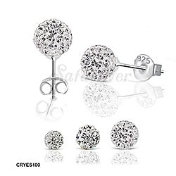 Wholesale 925 Sterling Silver Crystal Ball Stud Earrings