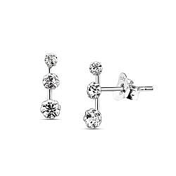 Wholesale 925 Silver Many Claw 3 Stone Crystal Stud Earrings
