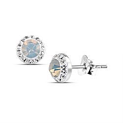 Wholesale 925 Silver White Opal Crystals Stud Earrings