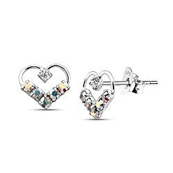 Wholesale 925 Silver Crystal Heart Design Stud Earrings