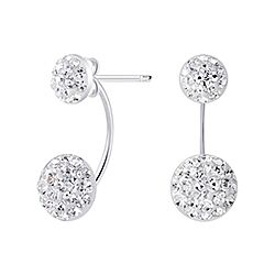 Wholesale 925 Silver Double Beaded Crystal Stud Earrings