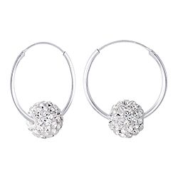 Wholesale 925 Sterling Silver Ball Hoop Crystal Earring