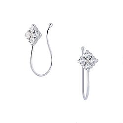 Crystal Square Non Piercing Fake Nose Ring Silver