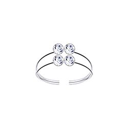 Wholesale 925 Sterling Silver Crystal Four Dots 2 Layers Toe Ring