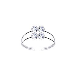 Wholesale 925 Sterling Silver Crystal Four Dots 2 Layers Toe Ring