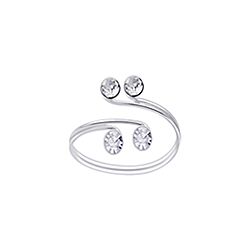Wholesale 925 Sterling Silver Spiral Double Crystal  Toe Ring