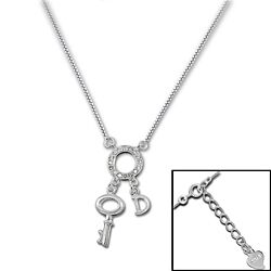 Wholesale 925 Sterling Silver Key With D Letter CZ Necklace
