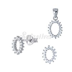 Wholesale 925 Sterling Silver Oval Design Cubic Zirconia Jewelry Set