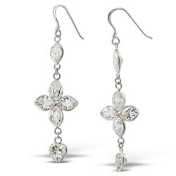 Wholesale 925 Sterling Silver Leaf And Heart Cubic Zirconia Earrings