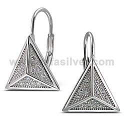 925 STERLING SILVER TRIANGLE DESIGNED CUBIC ZIRCON MICRO PAVE EARRING