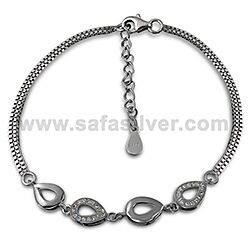 Wholesale 925 Sterling Silver Drop Design Cubic Zirconia Bracelet