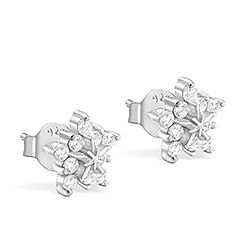 Wholesale 925 Sterling Silver Snowflake with Cubic Zirconia Stud Earrings