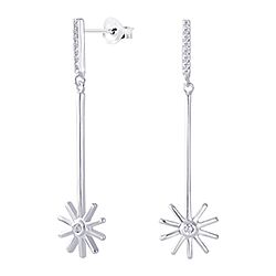 925 Sterling Silver CZ White Flower Stud Earrings