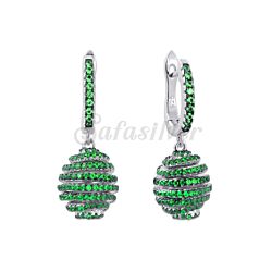 Wholesale 925 Sterling Silver Green English Lock Cubic Zircon Earrings