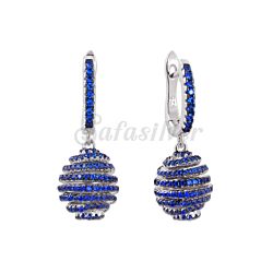 Wholesale 925 Sterling Silver Blue English Lock Cubic Zircon Earrings