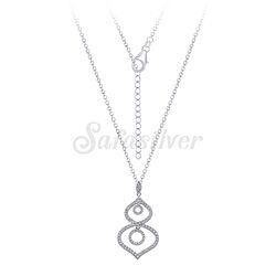 Wholesale 925 Silver Chains Eight Shape CZ Pendent Necklace with Rhodium Plating