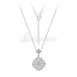 Wholesale 925 Silver Chains New Design Pave Settings Cubic Zirconia Necklace with Rhodium Plating