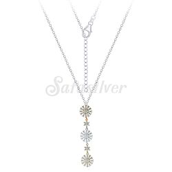 wholesale Silver Cubic Zircon Sun Flower Pendant Necklace chain with Rhodium Plated