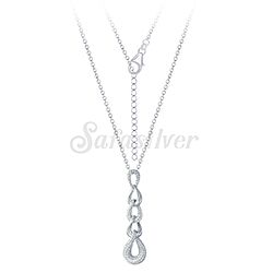 wholesale925 sterling silver necklaces Teardrop Link Pendant Chain with Rhodium Plating