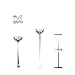 2mm Square Nose Studs,  Cubic Zirconia Nose Rings