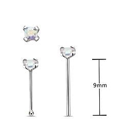 2mm Silver square AB cz nose studs