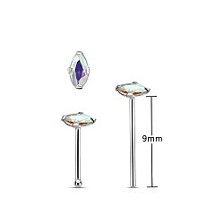 Silver AB Cubic Zirconia Rhombus Shape Nose Stud