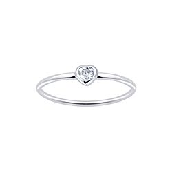 Classic crystal heart ring silver
