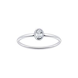 Classic crystal oval ring silver