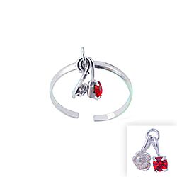 Wholesale 925 Sterling Silver Dangle Rose  With Crystal Toe Ring