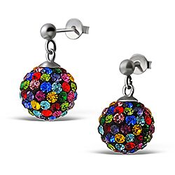 Wholesale 925 Silver Dangling Multi Color Crystal Stud Earrings