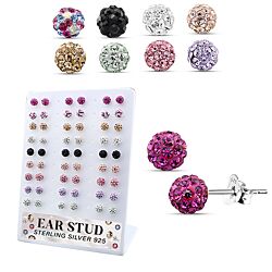 Wholesale 925 Sterling Silver Multi Color 27 Pairs Display Stand