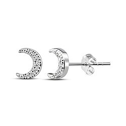 Wholesale Silver Crescent Moon CZ Stud Earring