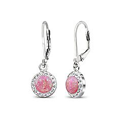 Wholesale Silver Crystal Carnation Opal Semi Precious Earring
