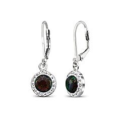 Wholesale Silver Crystal Black Opal Semi Precious Earring