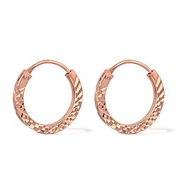 Wholesale 925 Sterling Silver Rose Gold Diamond Cut Plain Hoop Earring