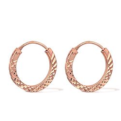 Wholesale 925 Sterling Silver Rose Gold Diamond Cut Plain Hoop Earring