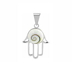 Wholesale 925 Sterling Silver Shell Hamsa Hand Shiva Eye Pendant