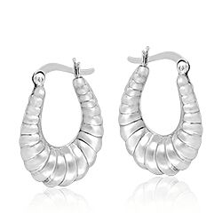 Wholesale 925 Sterling Silver Oval Shrimp design Plain Hoop Earrings