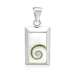 Wholesale 925 Sterling Silver Rectangle Shiva Eye Shell Pendant 