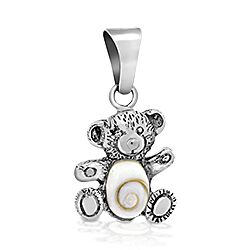 Wholesale 925 Sterling Silver Shell Oxidized Bear Shiva Eye Pendant