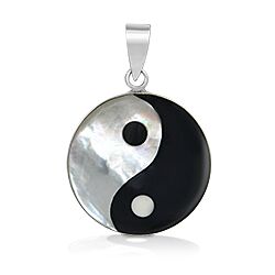 Wholesale 925 Sterling Silver Onyx Yin Yang Semi Precious Pendant