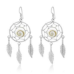 Wholesale 925 Sterling Silver Dream Catcher Shiva Eye Earrings