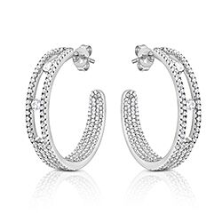 Wholesale 925 Sterling Silver Modern Cubic Zirconia Sparkly Half Hoop Stud Earrings