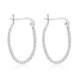 Wholesale 925 Sterling Silver 26 mm Thin Oval Design Plain Hoop Earrings 