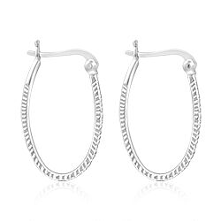 Wholesale 925 Sterling Silver 26 mm Thin Oval Design Plain Hoop Earrings 